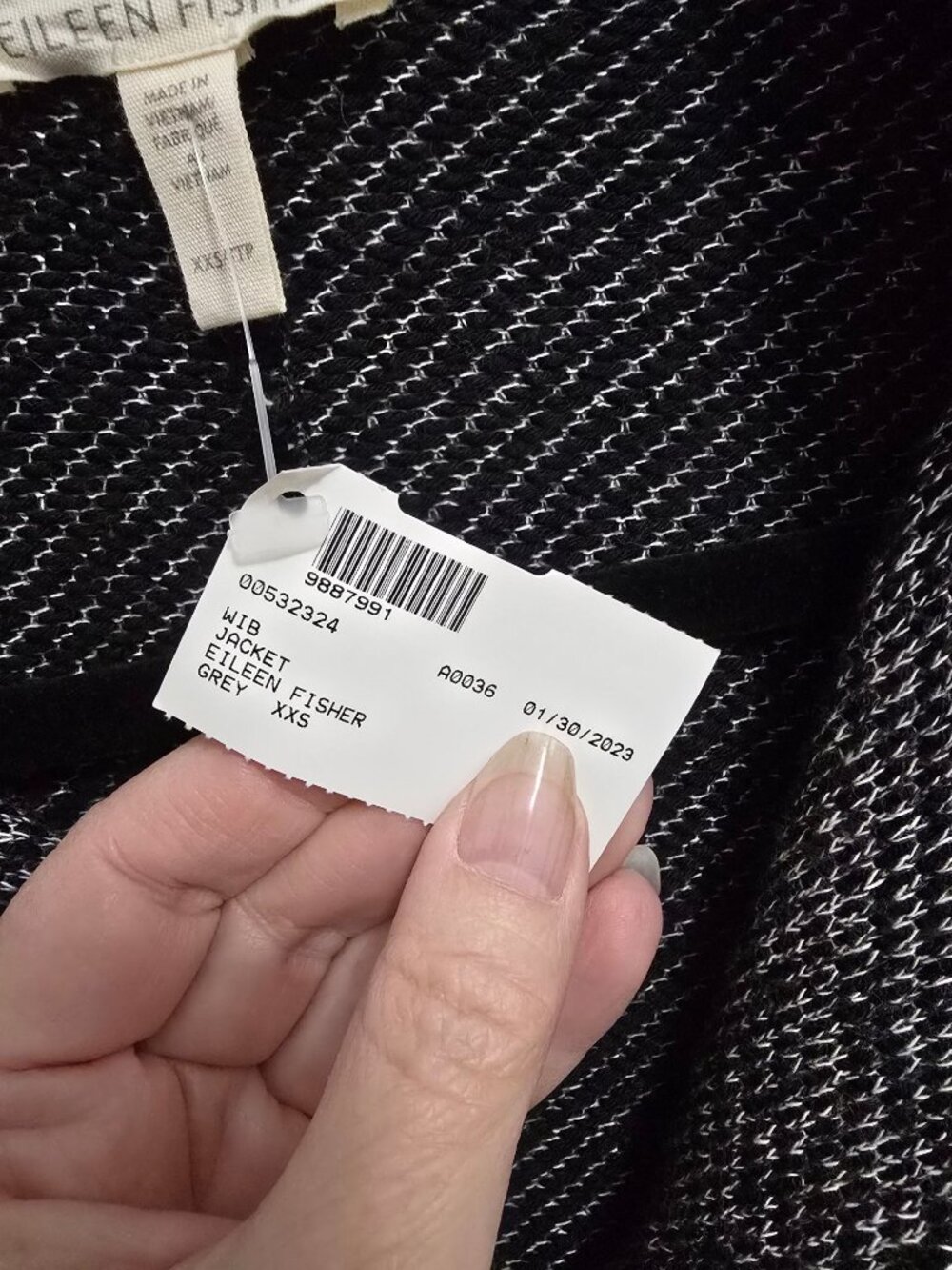 Eileen Fisher Boxy Tweed 100% Organic Cotton Jacket XXS - READ NWT Dark Academia - Picture 4 of 10